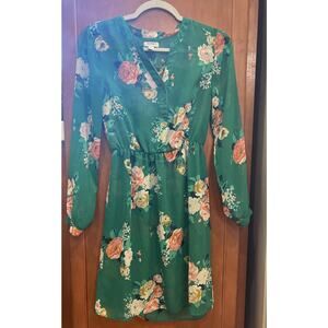 Old Navy Sheer Cinched Green Floral Dress Women’s Size X-S